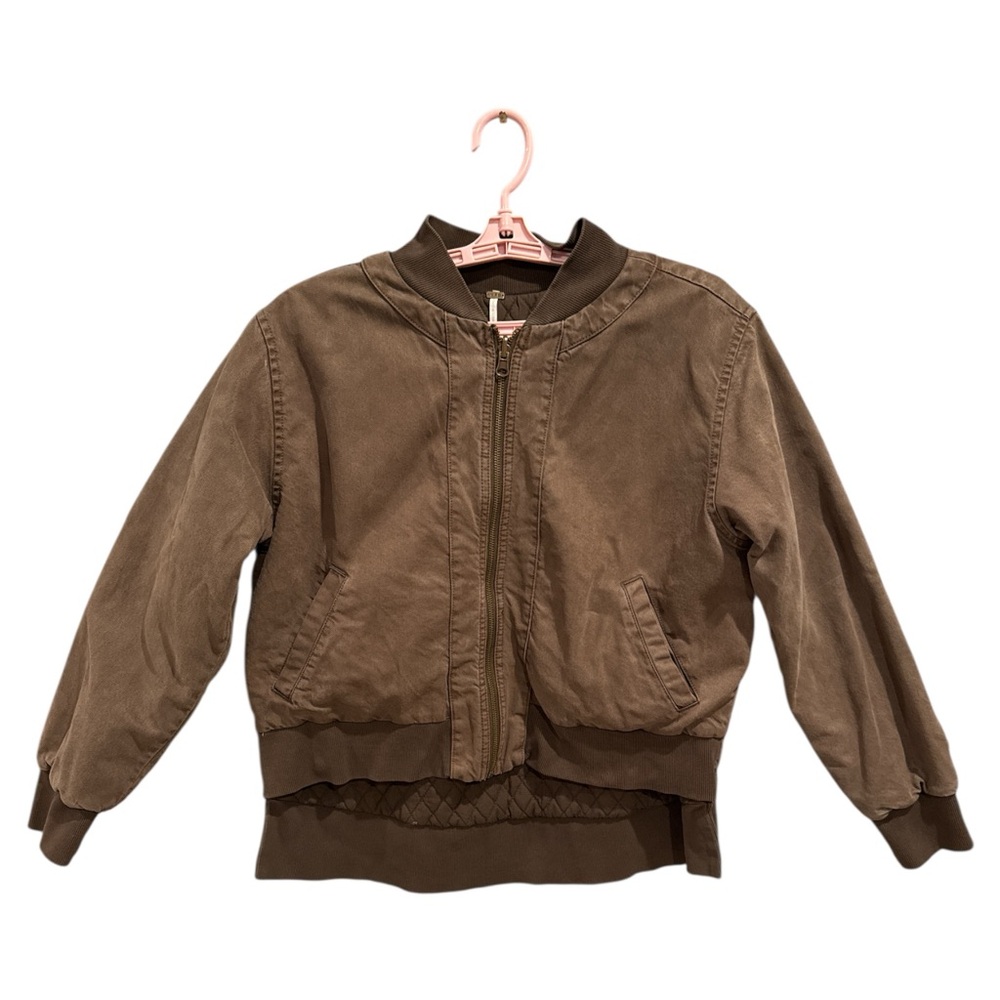 YFB Women's Reverseable Green Bomber Jacket Quilted Lining Zip Front Size L